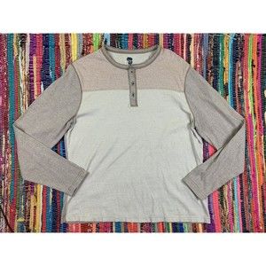 Ocean & Coast Mens Shirt Large Light Brown 1/4 Button Pullover Long Sleeve Knit